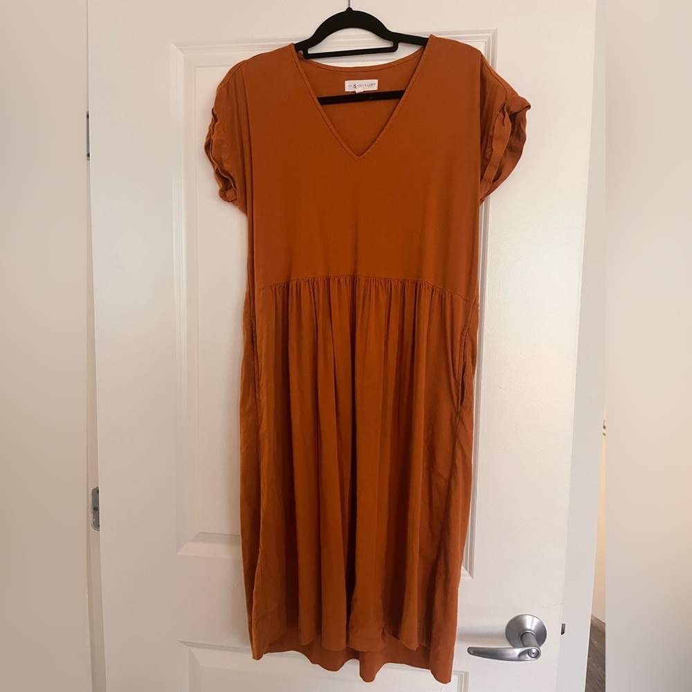 Orange midi dress